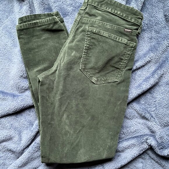 Lucky Brand Ava Skinny Green Corduroy Pants 4/27 - Picture 1 of 4